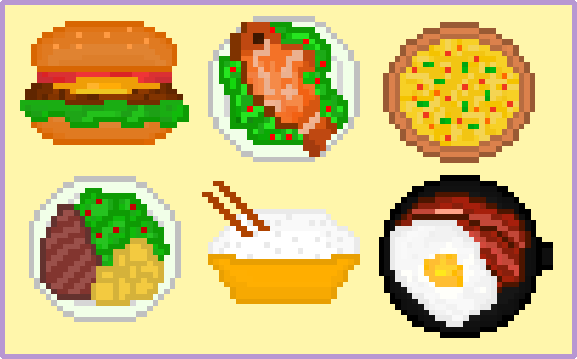 Example of the game's foods